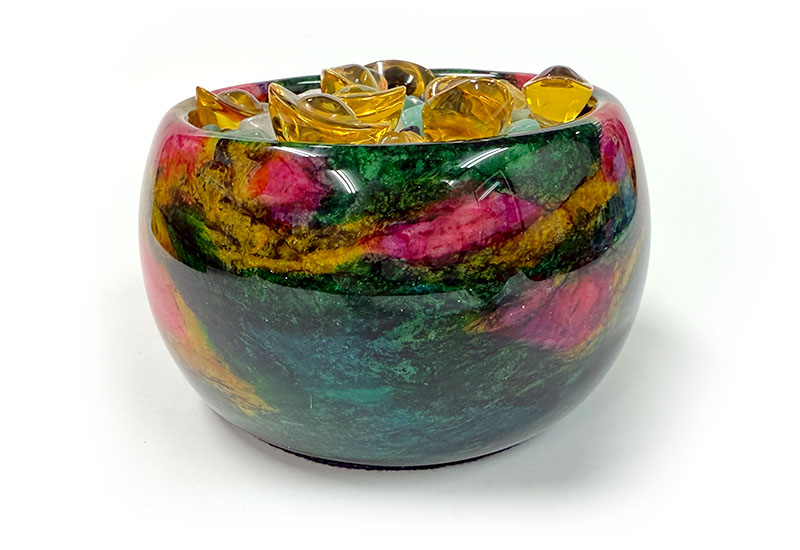 金彩藝石5x3聚寶盆(含水晶元寶)